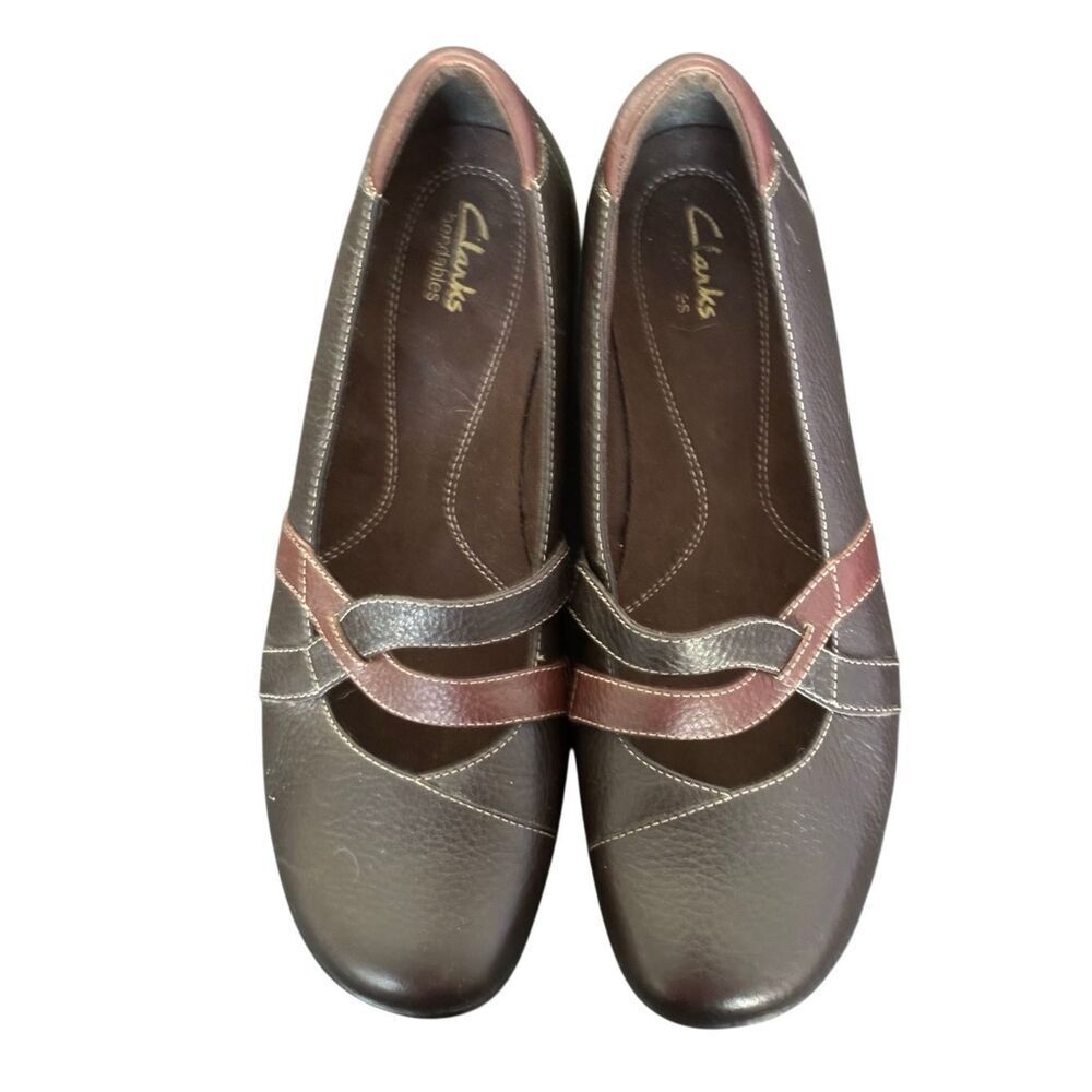 Clark’s Bendables Sixty Cruise Criss Cross Mary Jane Leather Flats Wmns Size 12